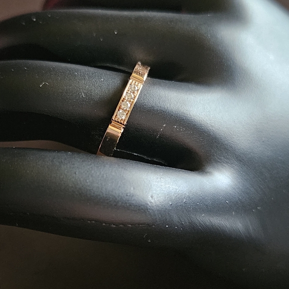 Cartier 18ct Maillon Panthere Wedding Ring with 4 diamonds,Rose Gold Accent Band - Picture 7 of 11